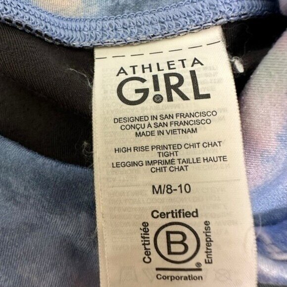 Athleta Girl M 8/10 High Rise Printed Chit Chat Tight Leggings Blue 982645 - Picture 5 of 10